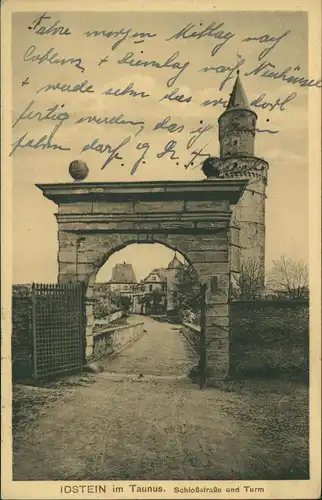 Ansichtskarte Idstein Taunus. Schloßstraße und Turm 1930