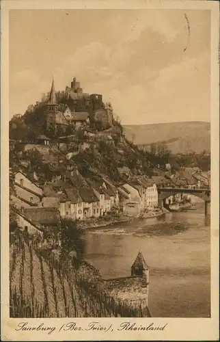 Ansichtskarte Saarburg/Trier Am Fluß, Brücke 1928