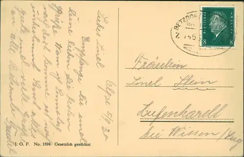 Ansichtskarte Olpe Biggetal, Denkmal 1930  gel. Bahnpoststempel Betzdorf