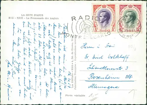 CPA Nizza Nice Panorama-Ansicht La Promenade des Anglais 1957