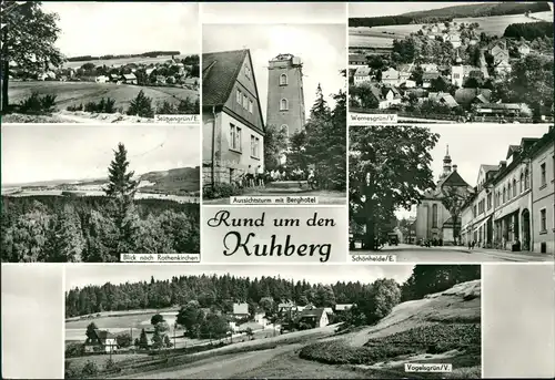 Stützengrün DDR Mehrbildkarte u.a. Aussichtsturm mit Berghotel   Kuhberg 1977