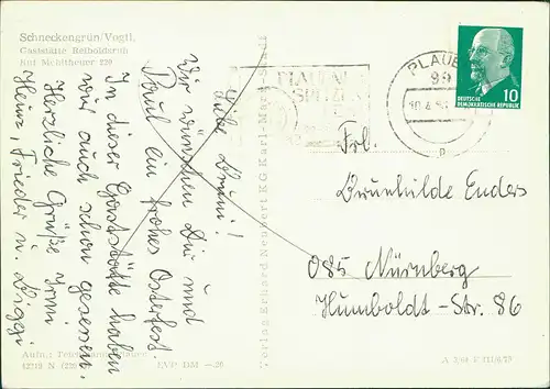 Schneckengrün-Leubnitz (Vogtland) Gaststätte Reiboldsruh zur DDR-Zeit 1964