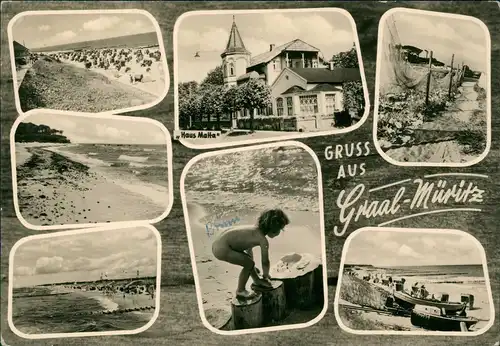 Graal-Müritz DDR Mehrbild-AK Strand Ansichten und Haus Malta 1966