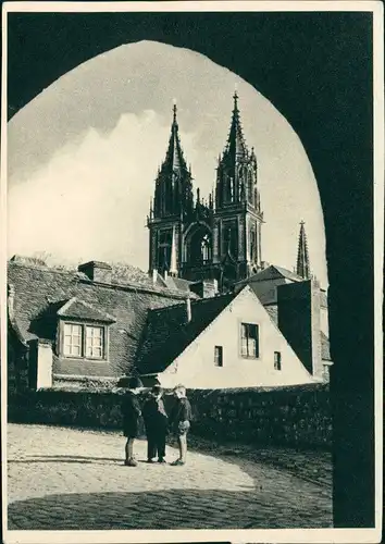 Ansichtskarte Meißen Stadtteilansicht, Kinder auf der Straße, DDR AK 1961