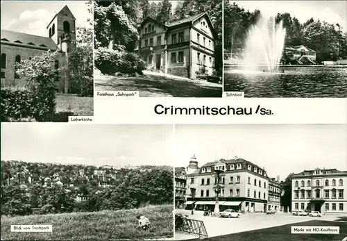 Crimmitschau Lutherkirche, Forsthaus, Sahnbad,  Kaufhaus 1978