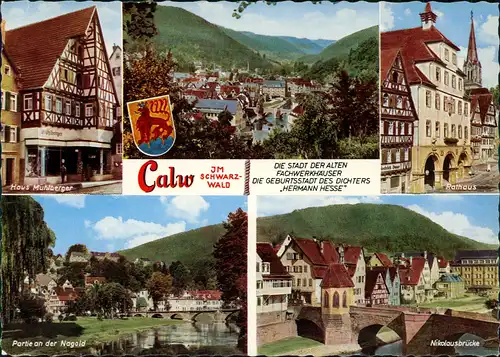 Ansichtskarte Calw Mehrbildkarte mit Stadtteilansichten 1963