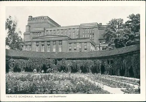 Postcard Teplitz-Schönau Teplice Kolonnaden und Stadttheater 1950