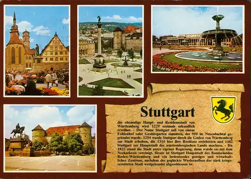 Ansichtskarte Stuttgart Mehrbildkarte mit Chronik und Stadtansichten 1983