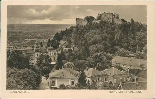 Ansichtskarte Badenweiler Panorama-Ansicht RUINE MIT RHEINEBENE 1920