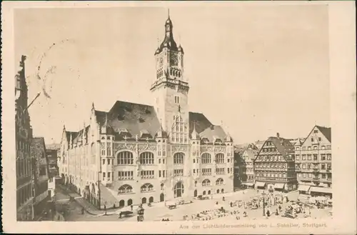 Stuttgart Stadtansicht aus der Lichtbildersammlung von   Schaller 1920 Stempel