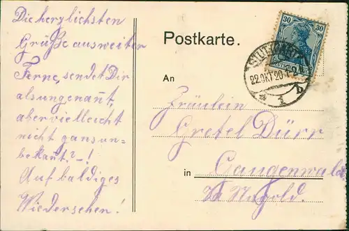 Stuttgart Stadtansicht aus der Lichtbildersammlung von   Schaller 1920 Stempel