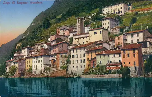 Ansichtskarte Gandria-Lugano Panorama-Ansicht Lago di Lugano Gandria. 1910