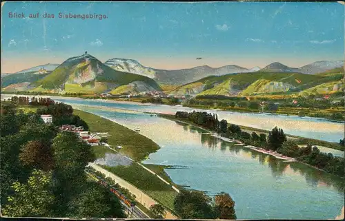 Ansichtskarte Königswinter Blick  Siebengebirge 1916  Stempel BIEBRICH (Rhein)