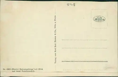 Königswinter Siebengebirge mit Blick auf Insel Nonnenwerth Rhein 1930