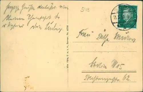 Ansichtskarte  Liedkarte: Das Lied vom Rolandsbogen Liedtext 1930