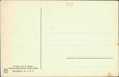 Ansichtskarte  Im Rolandsbogen Liedkarte Lied Text Roman Jörg Ritzel 1920