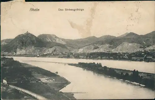 Ansichtskarte Königswinter Rhein Partie mit Siebengebirge 1907