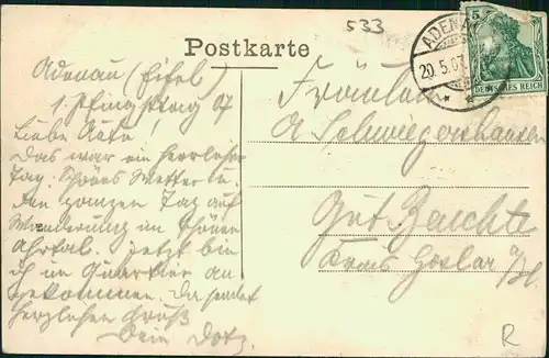 Ansichtskarte Königswinter Rhein Partie mit Siebengebirge 1907