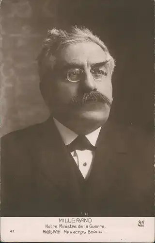 Ansichtskarte  MILLERAND Notre Ministre de la Guerre 1910