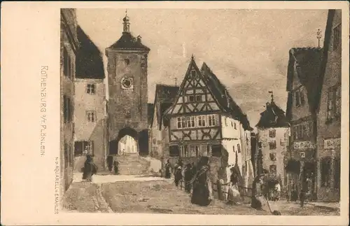 Ansichtskarte Rothenburg ob der Tauber Plönlein (als Künstlerkarte) 1910