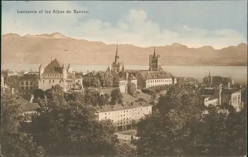 Ansichtskarte Lausanne Panorama-Ansichten les Alpes de Savoie 1912