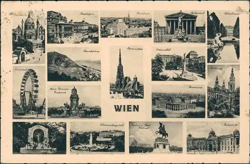 Ansichtskarte Wien Mehrbildkarte mit vielen Stadtansichten 1940