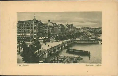 Ansichtskarte Hamburg Jungfernstieg 1917 Feldpost gel (Stempel Wilhelmsburg)