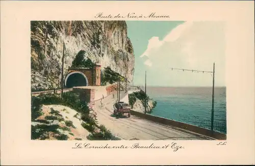 Route de Nice à Monaco La Corniche entre Beaulieu et Eze 1920