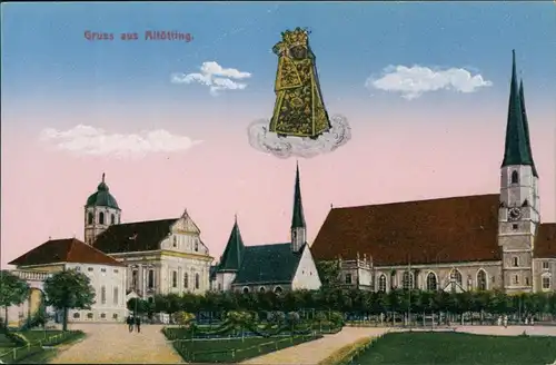 Ansichtskarte Altötting Ortsansicht mit Kirche Kirchen 1910