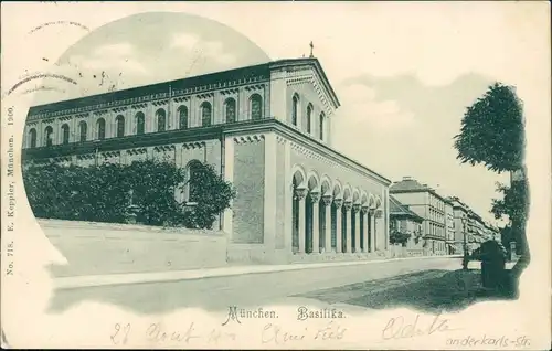 Ansichtskarte Maxvorstadt München Basilika Strassen 1900 PARIS Ankunftsstempel