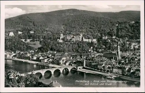 Ansichtskarte Heidelberg Panorama-Ansicht Blick vom Philosophenweg 1941