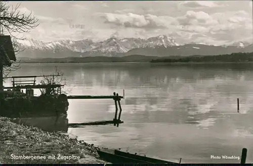 Ansichtskarte Starnberg Starnbergersee mit Zugspitze 1956 Stempel STARNBERG aa