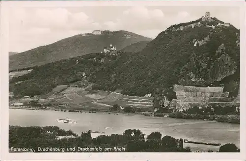 Ansichtskarte Königswinter Drachenfels Drachenburg Rhein Partie 1950