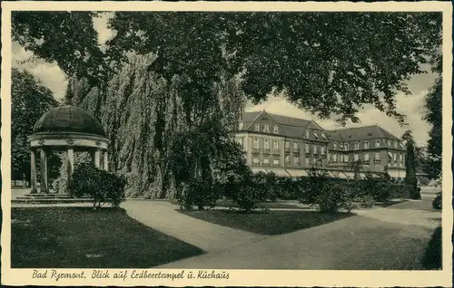 Ansichtskarte Bad Pyrmont Kurhaus und Erdbeertempel 1950