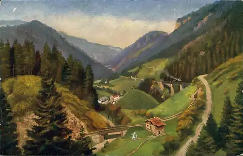 Breitnau Höllental bei der Ravennaschlucht (Schwarzwald), Künstlerkarte 1910