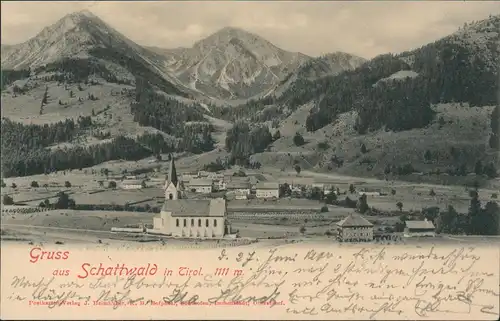 Ansichtskarte Schattwald Panorama-Ansicht 1900   gel  AMBERG (Ankunftsstempel)