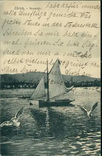 Ansichtskarte Zürich Seemotiv Zürisee Zürichsee 1910