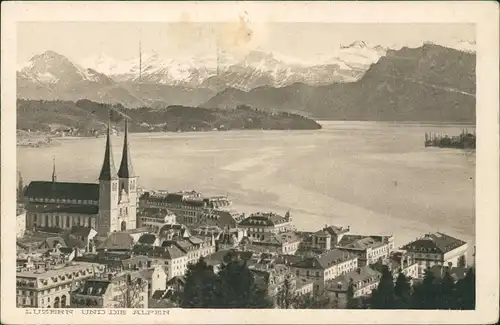 Ansichtskarte Luzern Lucerna Panorama-Ansicht LUZERN UND DIE ALPEN 1920