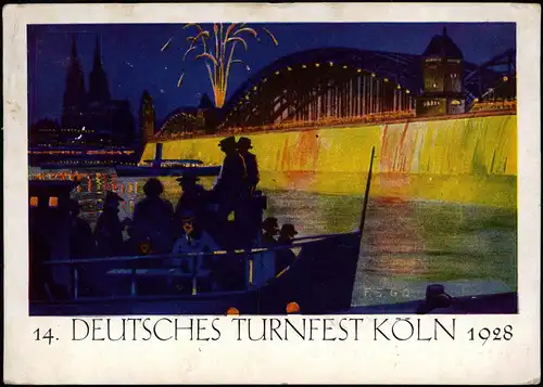 Köln Festpostkarte 14. DEUTSCHES TURNFEST (Sonder-Postkarte) 1928