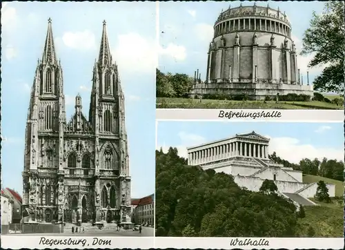 Ansichtskarte Regensburg Mehrbildkarte mit Dom Walhalla Befreiungshalle 1964