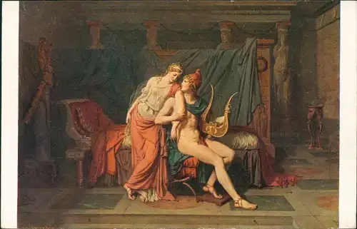 Künstlerkarte DAVID (1748-1825) Pâris et Hélène, Musée du Louvre 1970