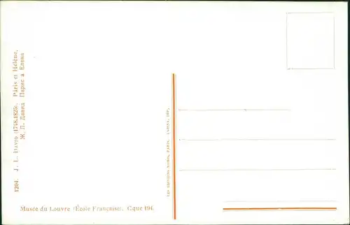 Künstlerkarte DAVID (1748-1825) Pâris et Hélène, Musée du Louvre 1970