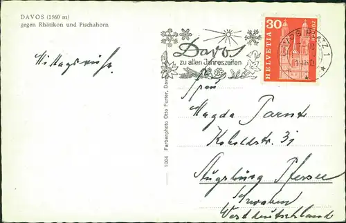 Ansichtskarte Davos Panorama-Ansicht gegen Rhätikon und Pischahorn 1960