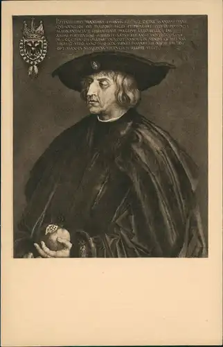 Sammelkarte  Künstlerkarte Gemälde A. DÜRER, Emperor Maximilian I. 1920