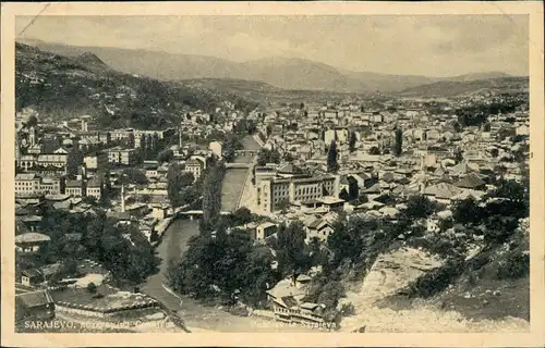 Postcard Sarajevo Panorama-Ansicht 1938