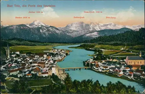 Ansichtskarte Bad Tölz Panorama-Ansicht der Perle des Isartales 1910
