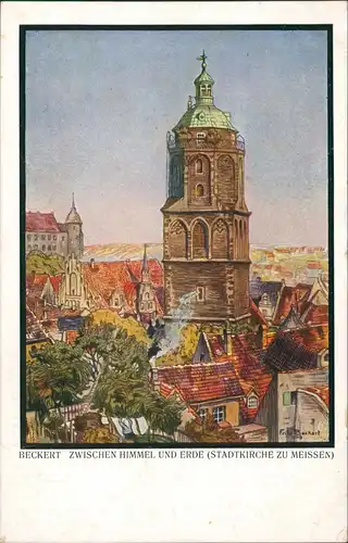 Meißen Feldpostkarte 1. Weltkrieg: BECKERT ZWISCHEN HIMMEL UND ERDE  1918