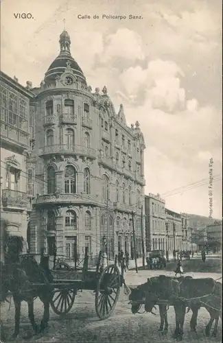 Postales Vigo Calle de Policarpo Sanz, Pferde Gespann 1910