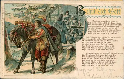 Liedkarte Trompeter mit Pferd Säckingen 1901  REUTLINGEN (Ankunftsstempel)