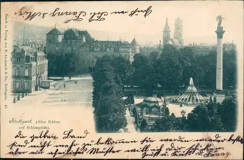 Ansichtskarte Stuttgart Altes Schloss mit Schlossplatz 1898